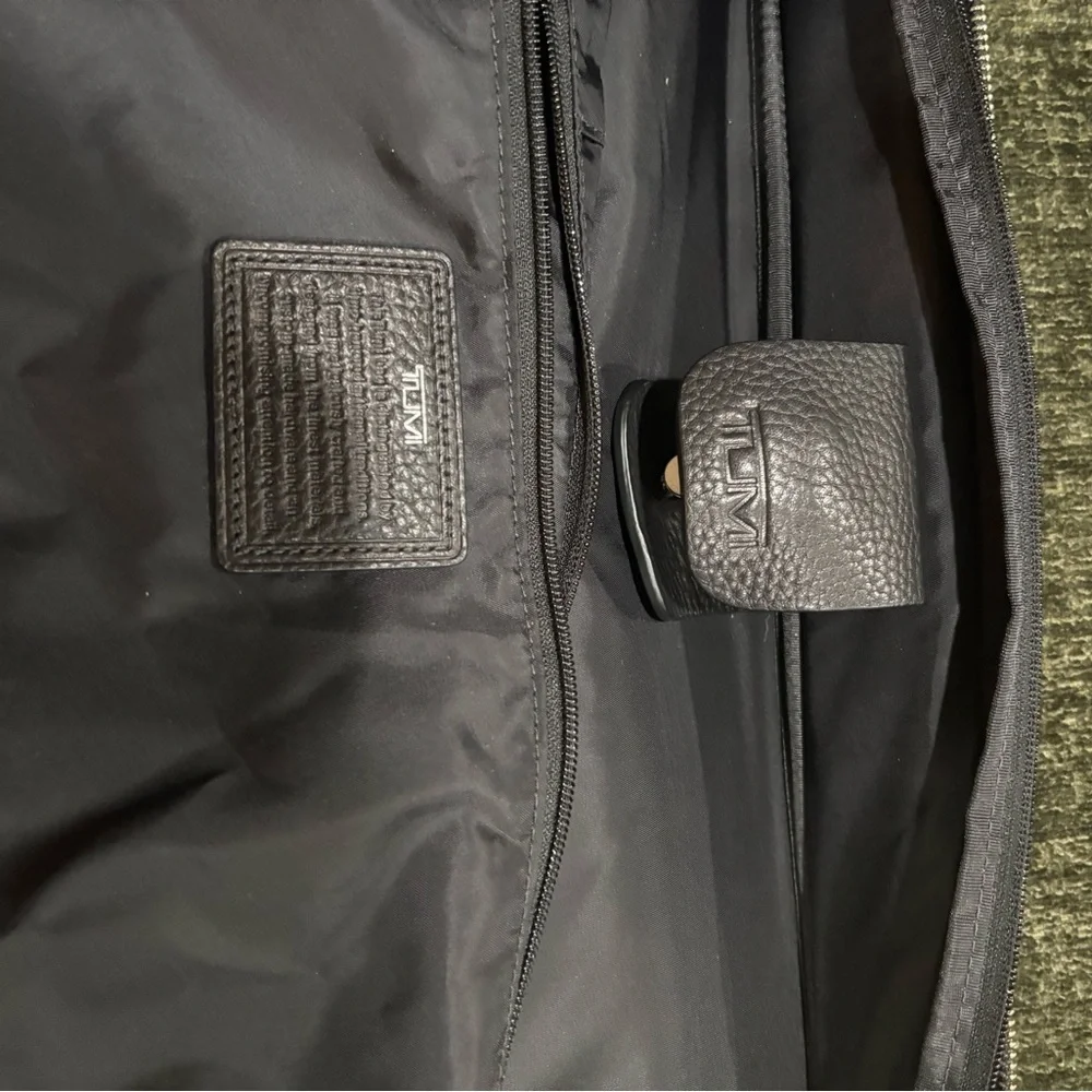 Tumi Black Textured Leather Garment Carry on Travel Bag